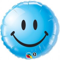 $D GLOBO 18" FOIL REDONDO SMILEY AZUL