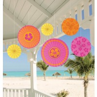 PAQ.6/U ABANICO HIBISCUS TONO CALIDO