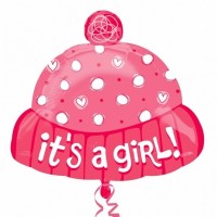GLOBO 18 FORMA GORRO ROSA ITS A GIRL