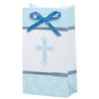 PAQ.12/U BOLSAS PAPEL LAZO COMUNION AZUL