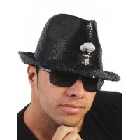 SOMBRERO GANSTER LENTEJUELA PITO NEGRO