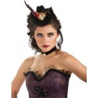 DIADEMA SOMBRERO BROCHE NEGRO