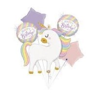   BOUQUET 5 GLOBOS UNICORNIO BDAY