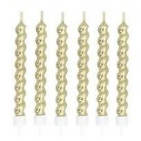   6 VELAS ESPIRAL METAL ORO 9CM