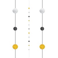 TIRA P/GLOBOS CIRCULO NEGRO/ORO/PLATA