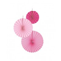   3 ABANICOS TONOS ROSA 18/30/38CM
