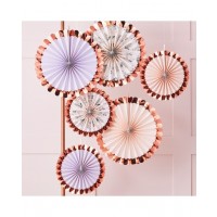 6 ABANICOS PAPEL FLORES TONOS PASTELES