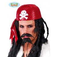 GORRO PIRATA TELA RAYA ROJO/NEGRO
