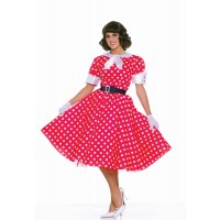  DISFRAZ T-STD VESTIDO ROJO TOPO AÑOS50