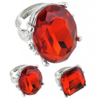 ANILLO PIEDRA GRANDE ROJO FORMA SUR  