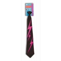 CORBATA NEGRA RAYO FUCSIA AÑOS 80