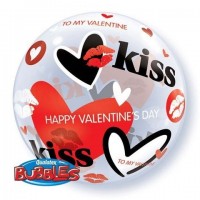 $D GLOBO 22" BURBUJA KISS CORAZONES