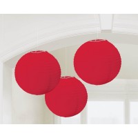   3 FAROLILLOS REDONDO ROJO 24,1CM