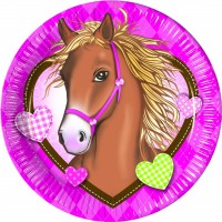 8 PLATOS ROSA CABALLO 23CM