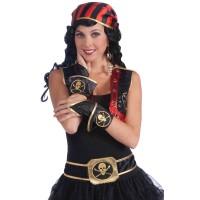 PAR GUANTE CORTO S/DEDO PIRATA ORO