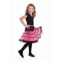 CANCAN INFANTIL ROSA ENCAJE NEGRO