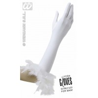   $D GUANTES LYCRA BLANCO PLUMAS 37CM