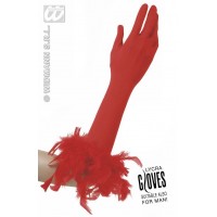   PAR GUANTES LYCRA ROJO PLUMA 37CM