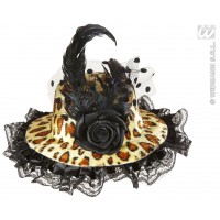 $D MINI SOMBRERO LEOPARDO C/FLOR PLUMA