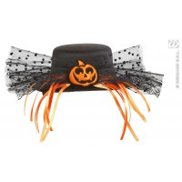 MINI SOMBRERO NEGRO CALABAZA TUL