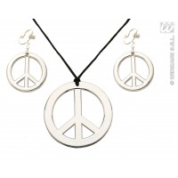COLLAR PENDIENTES SIMBOLO PAZ HIPPIE