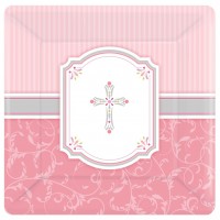 PAQ.8/U PLATO CRUZ ROSA 25,4CM