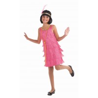 DISFRAZ 4A6AÑOS VESTIDO ROSA AÑOS 20