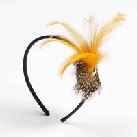  DIADEMA TOCADO PLUMA HADA NARANJA