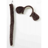 SET DIADEMA OREJAS COLA PERRO MARRON