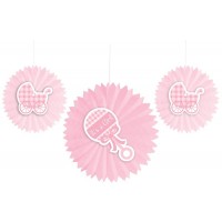 PAQ.3/U ABANICO SONAJERO CARRITO ROSA