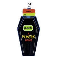 PAQ.8/U INVITACION FORMA ATAUD HALLOWEEN