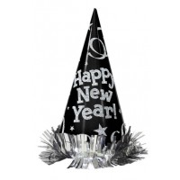 PAQ.12/U SOMBRERO CONO GLITTER NEW YEAR