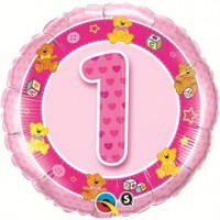 $D GLOBO 18" FOIL RND  N1 OSITOS ROSA