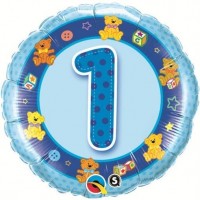 GLOBO 18" FOIL RND  N1 OSITOS  AZUL