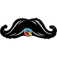 $D GLOBO PALO FOIL FORMA MOSTACHO NEGRO