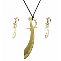 COLLAR PENDIENTES SABLE PIRATA DORADO