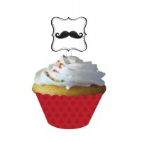 PAQ.12/U DECORACION CUPCAKE BIGOTE