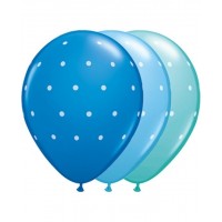 25 GLOBOS 11" LATEX AZULES MINI TOPOS