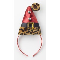 DIADEMA SOMBRERO PAPA NOEL LEOPARDO