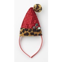 DIADEMA SOMBRERO PAPA NOEL ACEBO LEOPARD