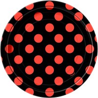 PAQ.8/U PLATO NEGRO TOPO NARANJA 17,4CM
