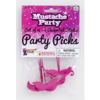 PAQ.12/U PICK FORMA BIGOTES ROSAS 6CM