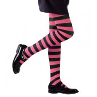 MEDIAS PANTYS 4A6AÑOS RAYA FUCSIA/NEGRO