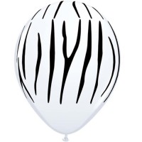 25 GLOBOS 11" BLANCO CEBRA NEGRA