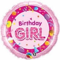 $D GLOBO 18" FOIL RND ROSA BIRTHDAY GIRL