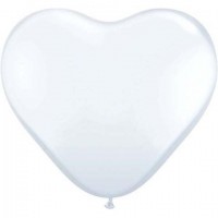   100 GLOBOS  6" LATEX CORAZON BLANCO