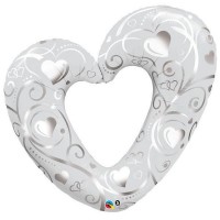   GLOBO 42" FOIL FORMA CORAZON PLATA