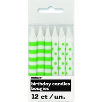 PAQ.12/U MINI VELAS RAYAS TOPOS VRD LIMA