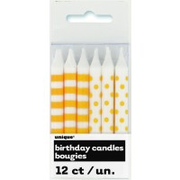PAQ.12/U MINI VELAS RAYAS TOPOS AMARILLA