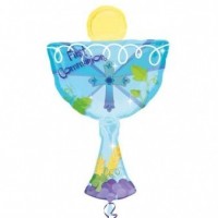$D GLOBO 31" FOIL FORMA CALIZ CELESTE